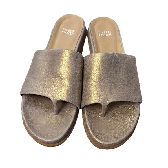 Eileen Fisher Leather Duet Slide Platinum, Size 8 - Picture 4 of 6